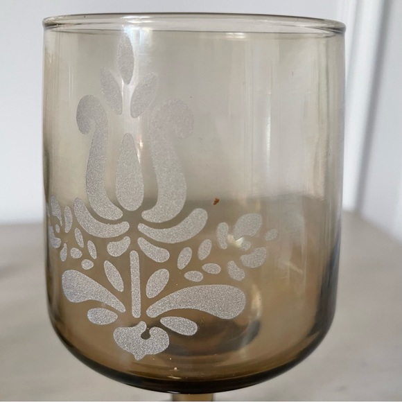 VINTAGE Pfaltzgraff Tawny Goblets with Etched Floral Accent - Set of 7 - Picture 8 of 9
